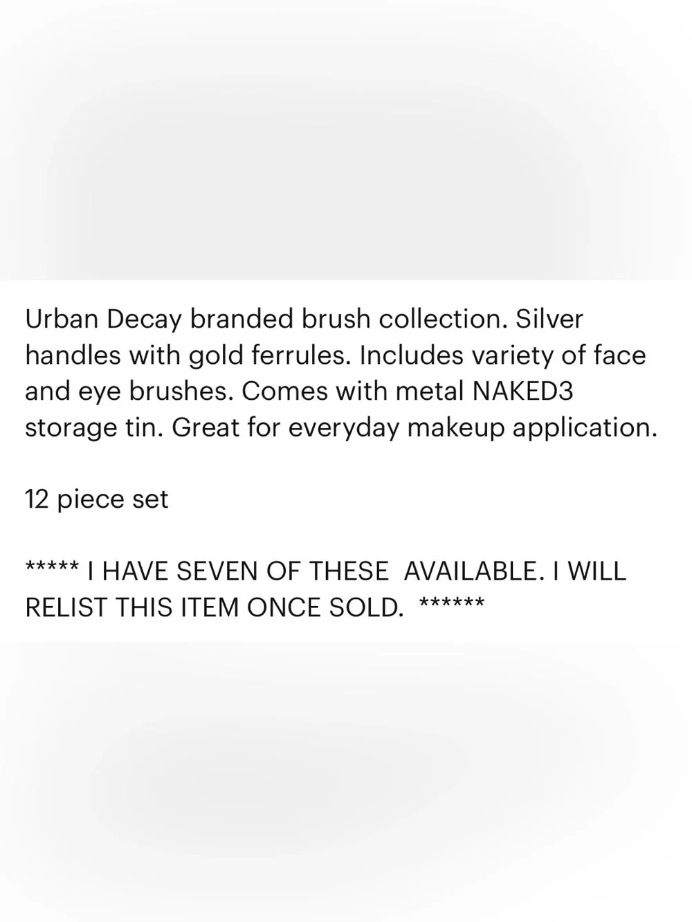 Urban Decay Silver & Gold Makeup Brush Set with Tin Case